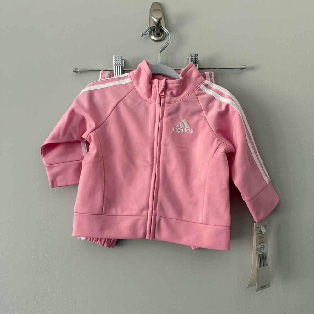 NWT Adidas Pink Baby Tracksuit Set